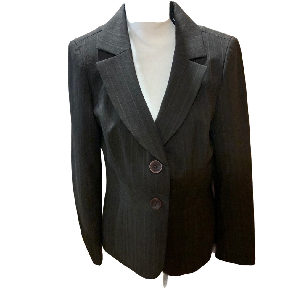 Classiques Entier VNTG Blazer Striped Lg Wooden Carved Button Floral Lining